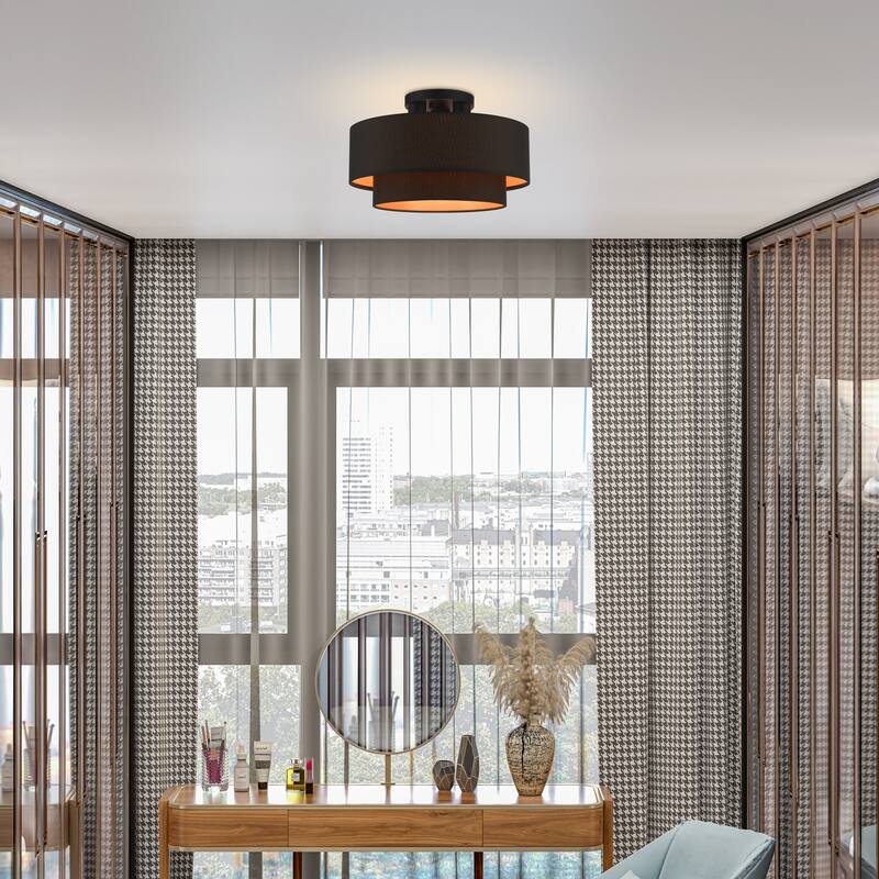 Livex Lighting 45614 Sentosa 3 Light 15" Wide Semi-Flush Drum Ceiling