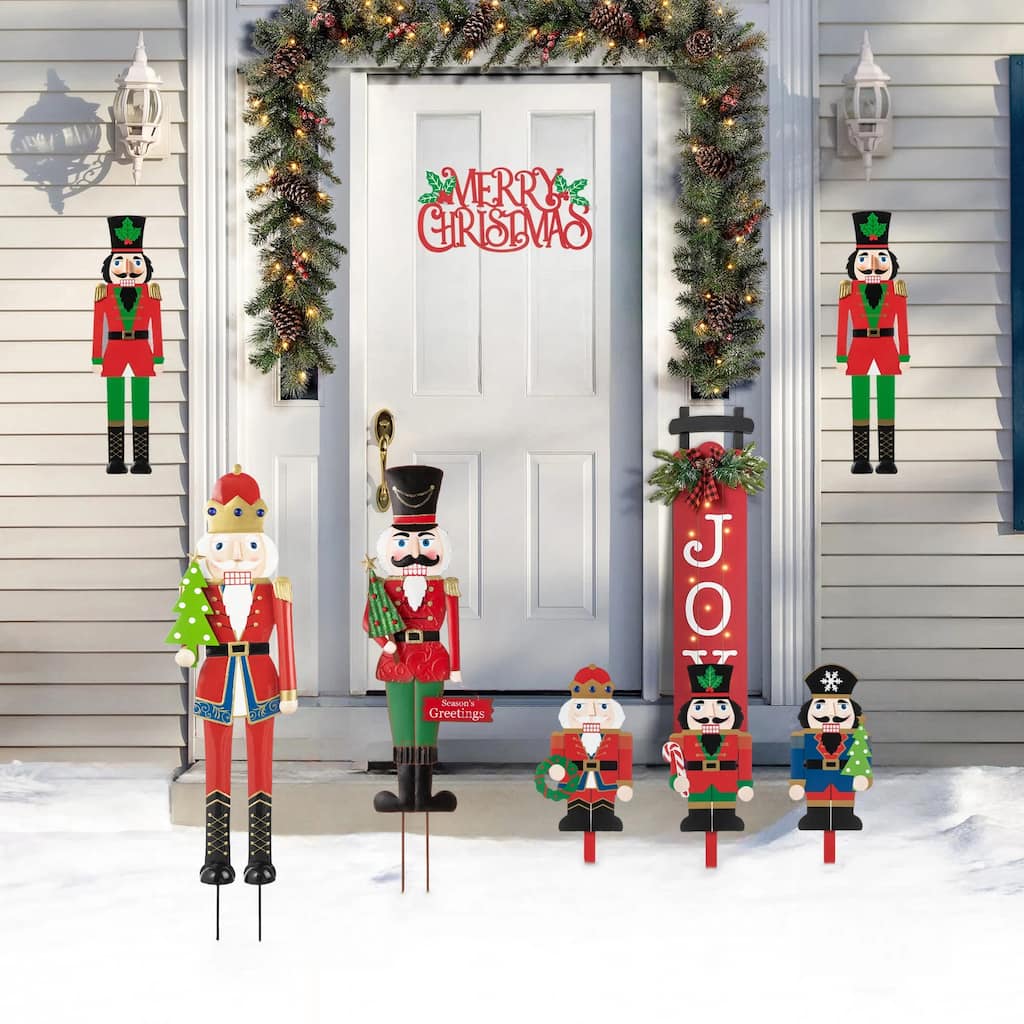 Glitzhome Christmas Nutcracker Yard Stakes Standing Hanging Decor (2-3 Functions)