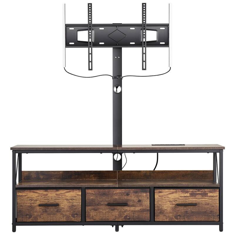 52" TV Stand with Mount for 75" TVs, Adjustable with Storage Drawers - 50.8 x 11.8 x 20.1 in