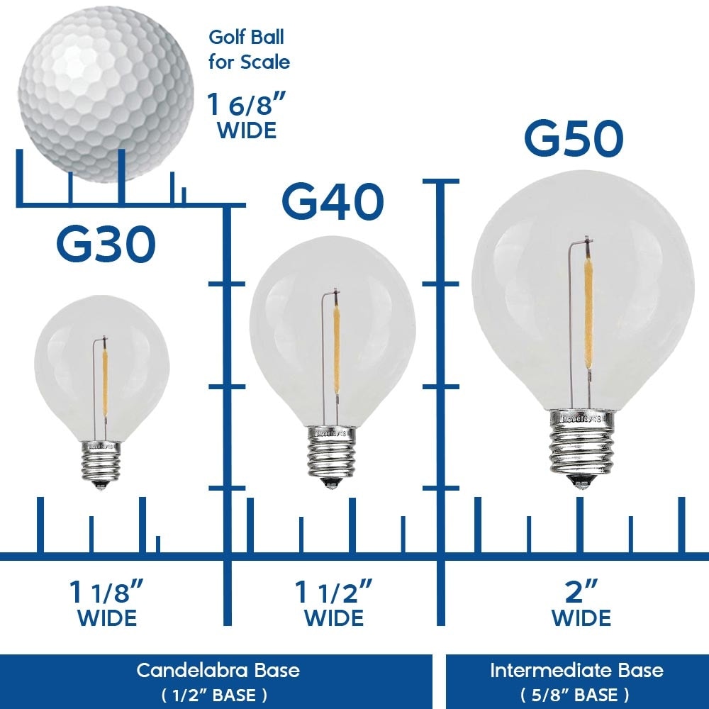 как выглядит 25 Pack G50 Outdoor Patio Globe Replacement Bulbs, Clear, C9/E17 Base - Medium фото