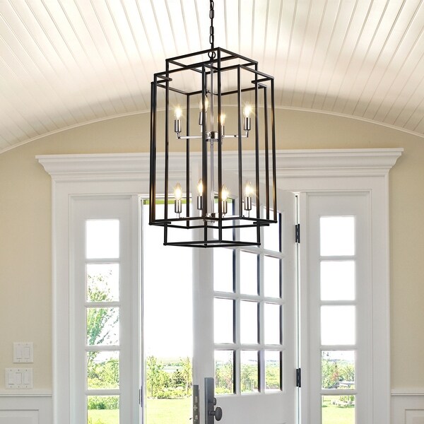 Chrome Hanging Chandelier Light Fixture with Adjustable Hanging Rod Simple Ceiling Light Fixture Chandelier Lighting