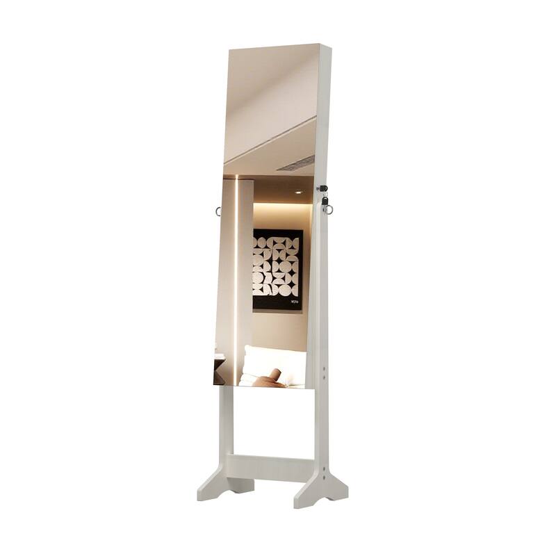 Standing Jewelry Cabinet Armoire with Full Length Mirror, Lockable Storage Cabinet,Interior Mirror