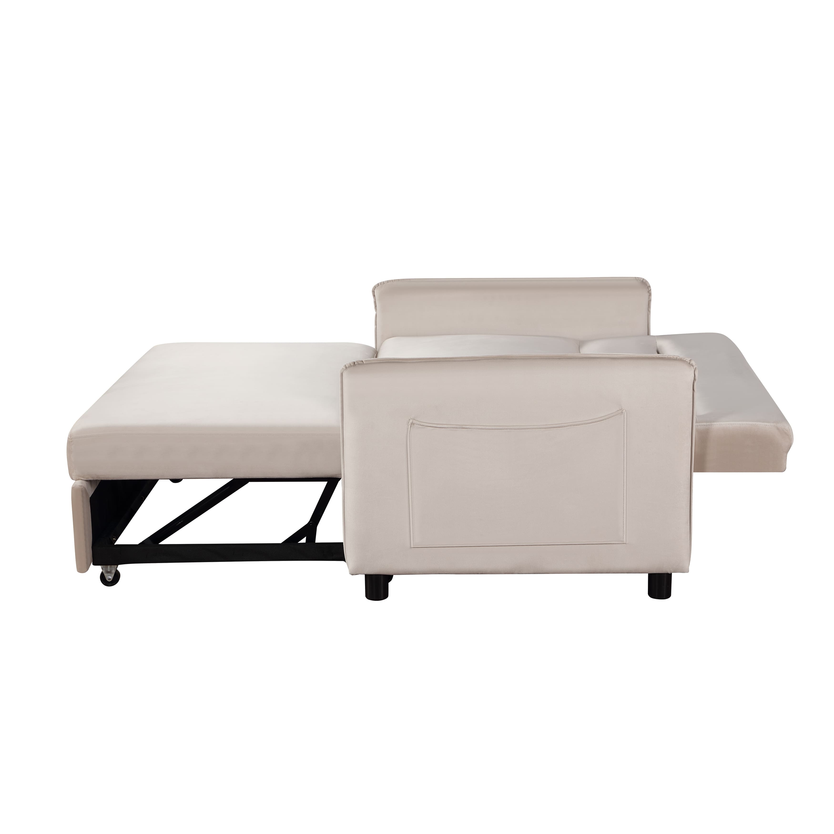 57 inch Velvet Upholstered Fold Out Sleeper Sofa, 2 Seater Sofa with