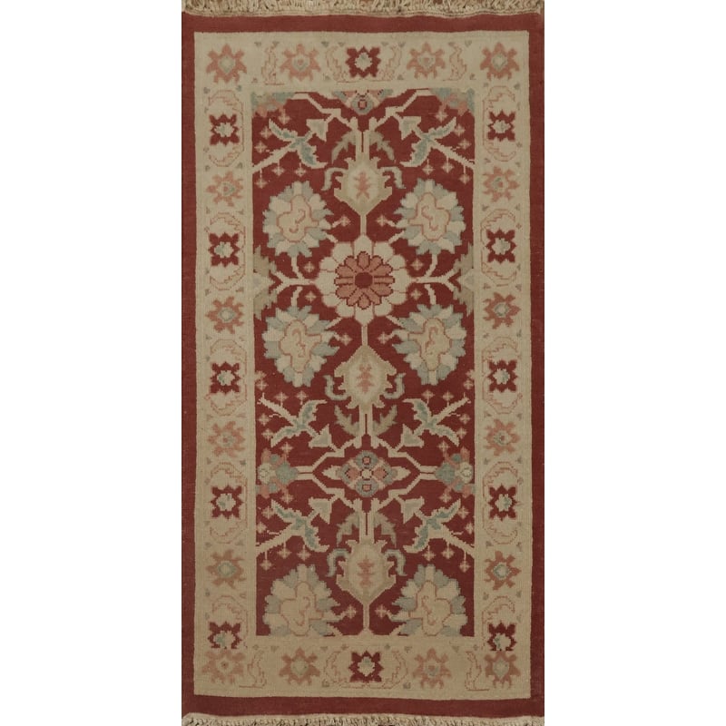 Hand Knotted Oriental 100% Wool Carpet Traditional All-Over Oranges & Rust Ziegler Area Rug - 3' 11'' X 2' 0''