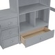 preview thumbnail 17 of 18, Wood High Full Size Loft Bed with Desk,Storage Shelves and Drawers