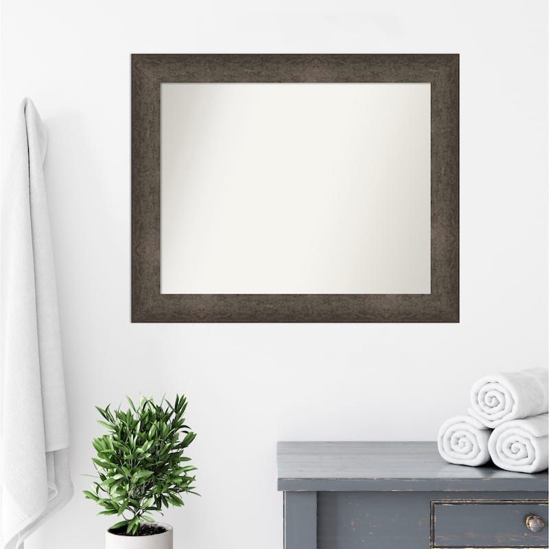 Dappled Non-Beveled Wood Framed Bathroom Vanity Wall Mirror