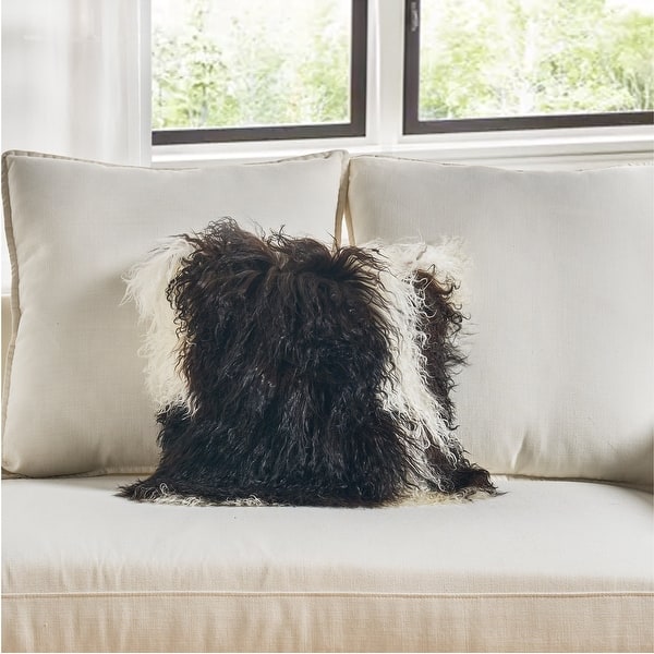 Black And White Mongolian Lamb Fur With Microgel Feather Like