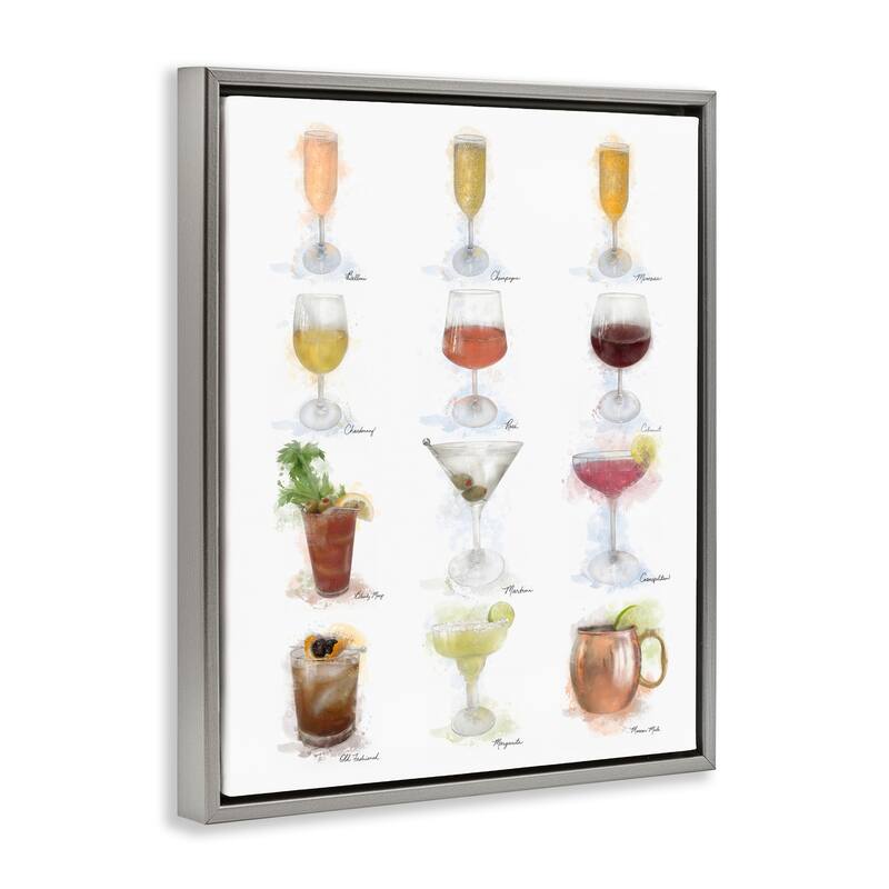 Stupell Soft Artisanal Cocktails Menu Framed Floater Canvas Wall Art Design By Matthew Piotrowicz