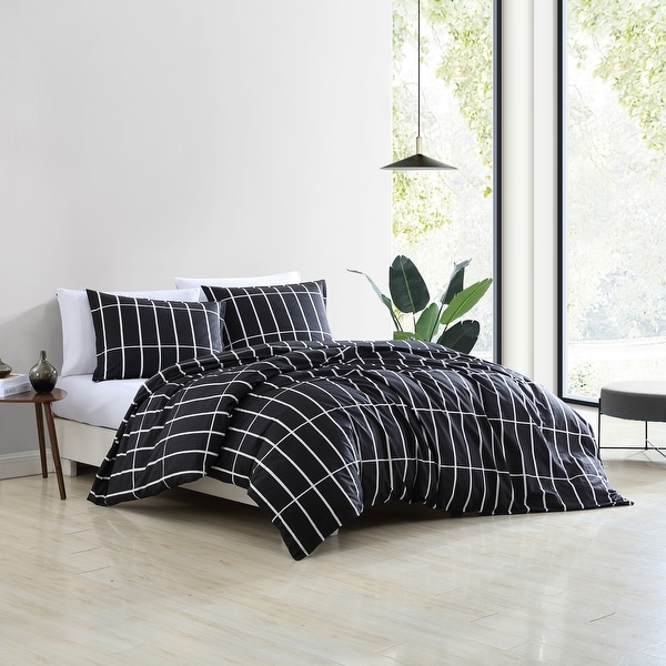 Marimekko Tiiliskivi Cotton Black Duvet Cover Set - Bed Bath