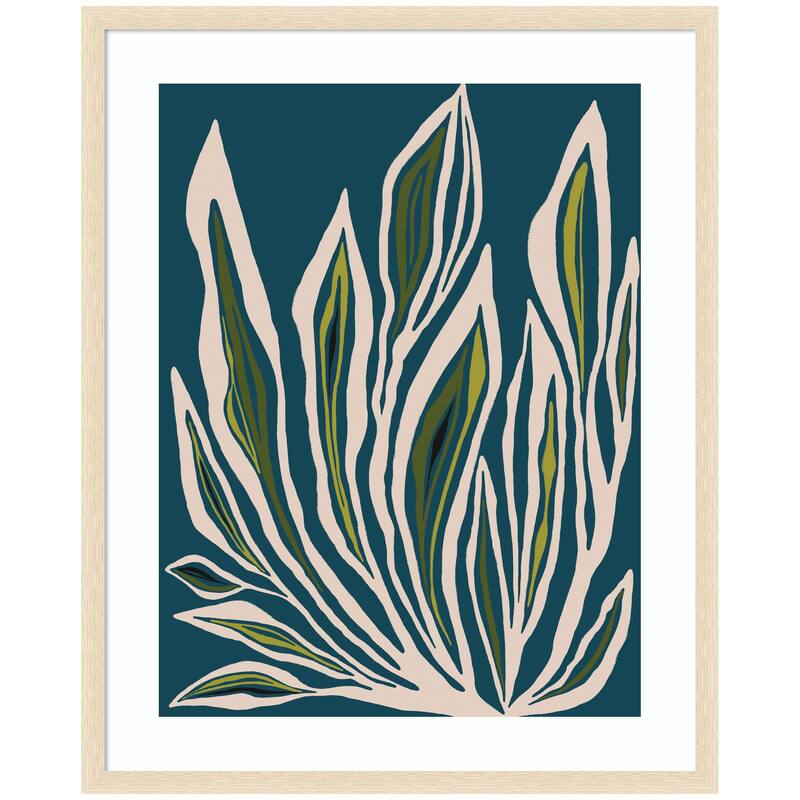 Kate and Laurel Framed Art Blue Flora 2 by Alicia Bock - 34x42 - Natural