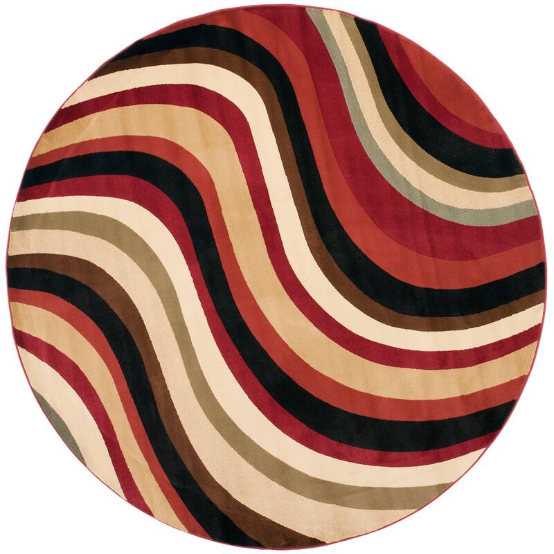 SAFAVIEH Porcello Hamdiye Modern Rug - 5'3" Round - Red/Multi - Round