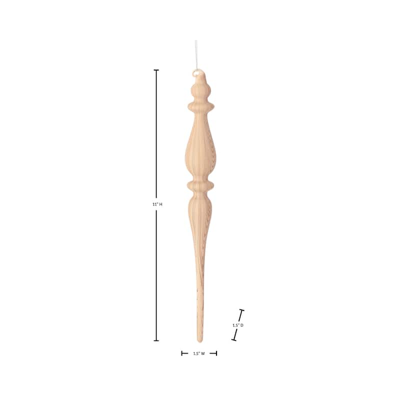 11" Glass Woodtone Finial Ornament Set of 2