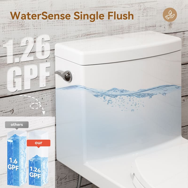 HOROW 1 Piece Single Flush Elongated ADA Height Toilet White 1000g Flush Seat Included - N/A