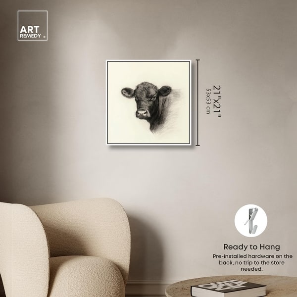 dimension image slide 1 of 24, Darkness in Detail of Cow Canvas Animal Art Prints by Art Remedy