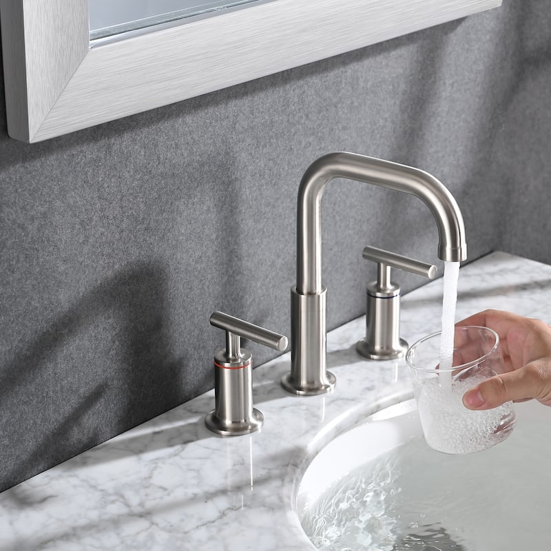 PROOX 8 in.Widespread Lavatory 2 Handles Bathroom Faucet with Drain Assembly