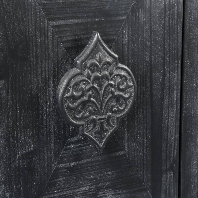 Antique Four Door Cabinet withCarved Flower Door Handle