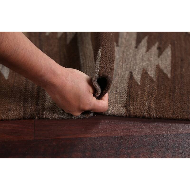 Geometric Tribal Natural Dye Kilim Oriental Wool Area Rug Flat-weave - 4'7" x 6'7"