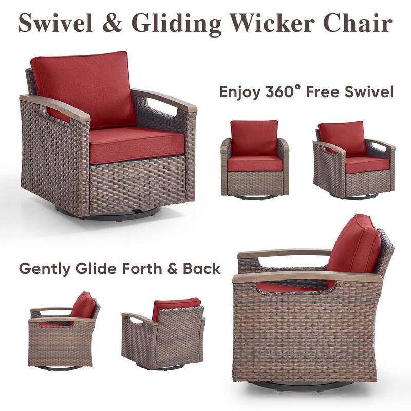 Pocassy Outdoor Swivel Chair with Cushion Set