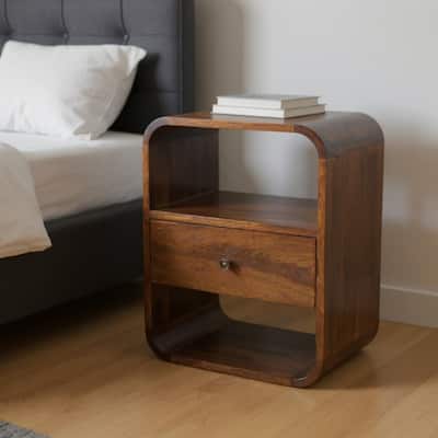 HomeRoots 22" Brown Solid Wood One Drawer Nightstand