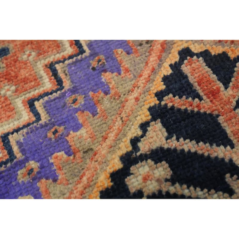Hand Knotted Oriental 100% Wool Carpet Traditional Tribal Oranges & Rust Ardebil Runner Rug - 7' 2'' X 3' 3''