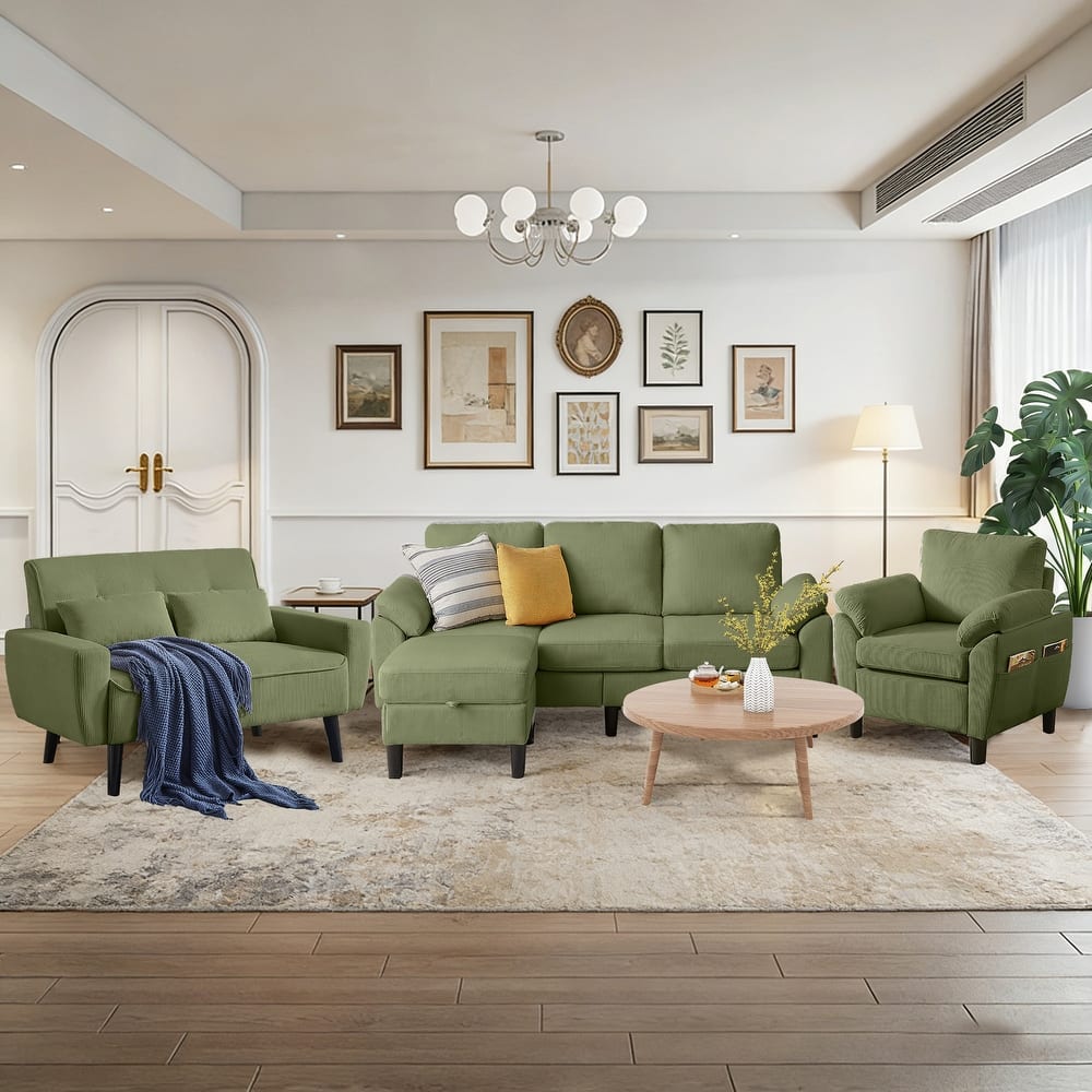 4-Piece Living Room Sectional Sofa Set with Loveseat and Chair