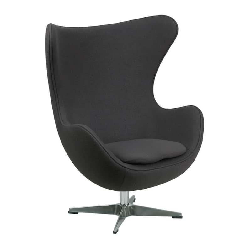 Mid-Century Modern Wool Fabric Tilt Swivel Lounge Chair - Dark Grey