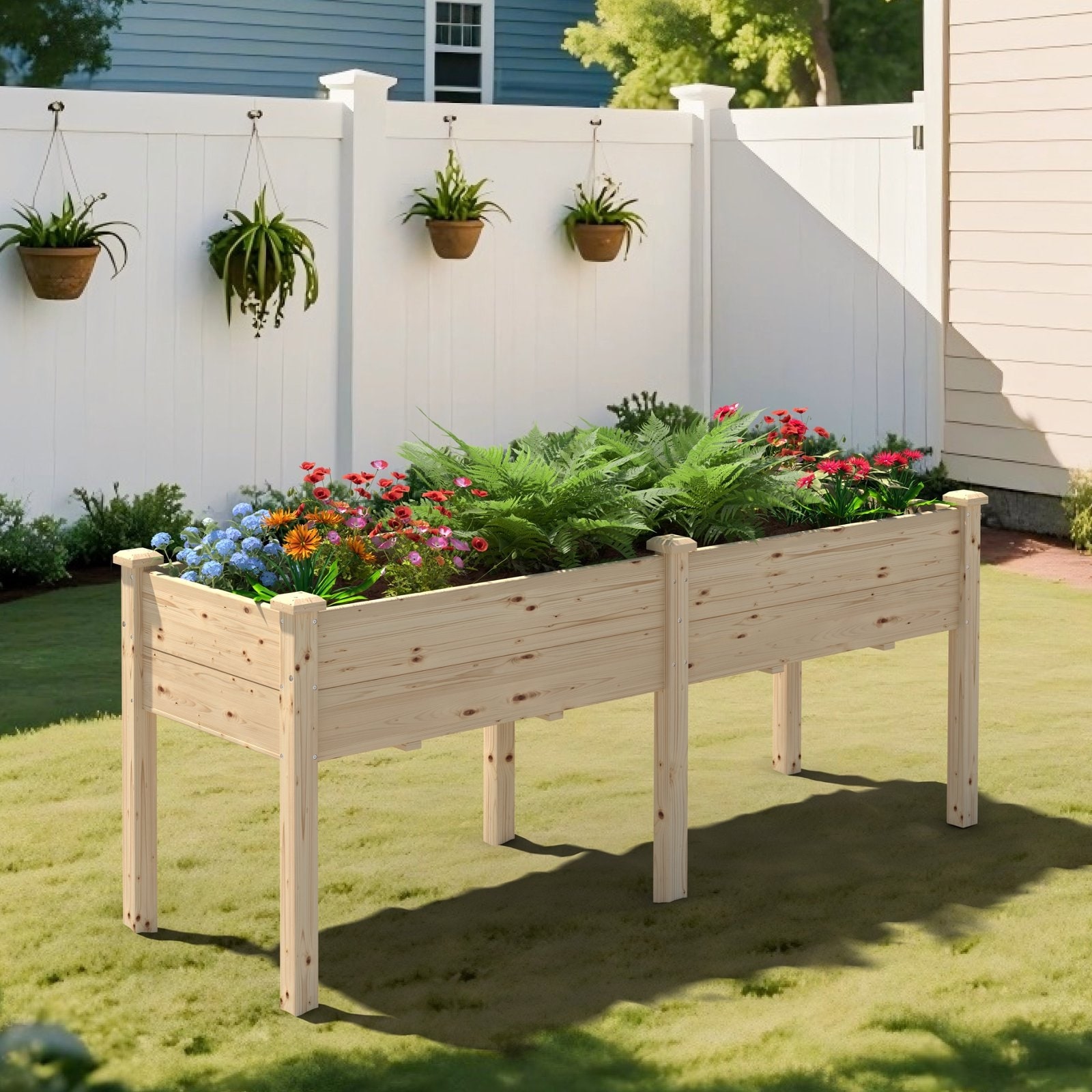 VEIKOUS 6.8 Cu.ft. Cedar Raised Planter Box with Legs & Drainage Holes, Outdoor Garden Bed Planter Box
