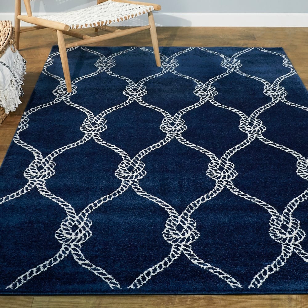 Fischer Nautical Trellis Coastal Area Rug