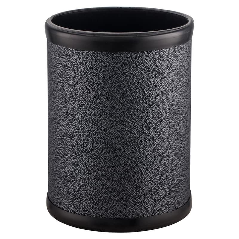COSMOPOLITAN 13qt Shagreen-Textured Oval Wastebasket with Liner - N/A - Black