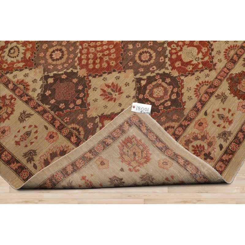 Hand Knotted Peshawar Tan Persian Wool Traditional Oriental Area Rug - 8' 1'' x 10' 2''