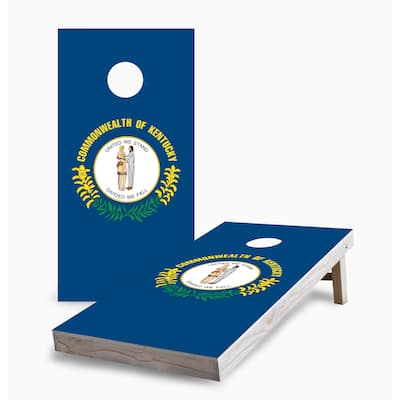 Kentucky State Flag Corn Hole Board Set w Case & Lights