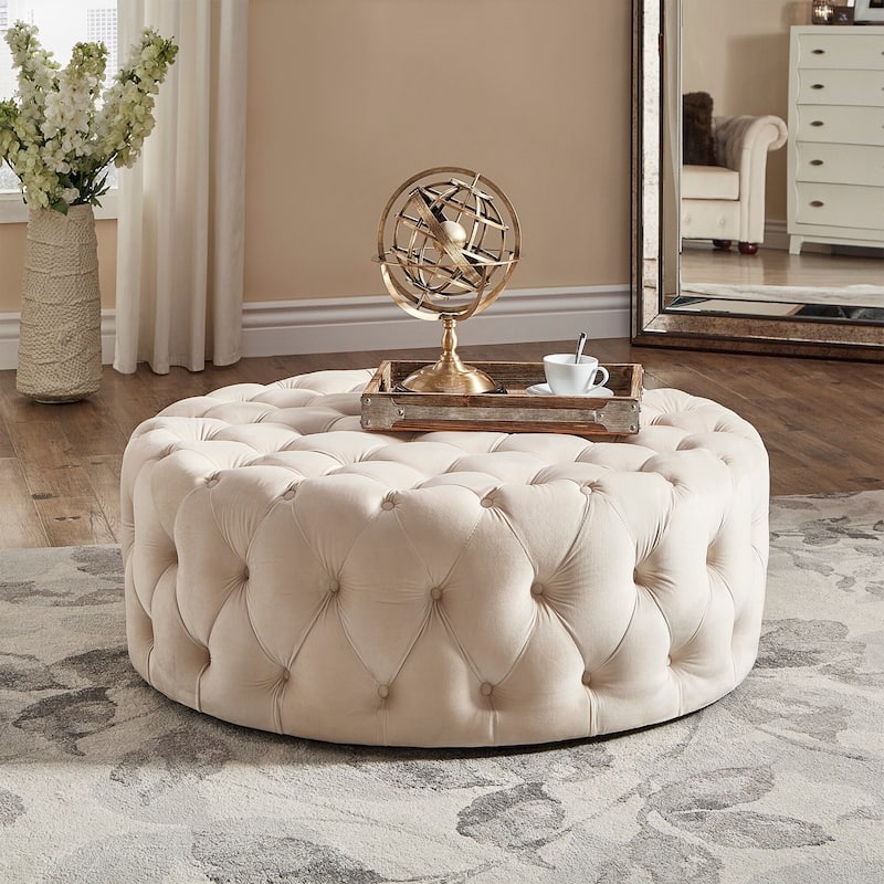 Knightsbridge Round Tufted Rolling Ottoman by iNSPIRE Q Artisan