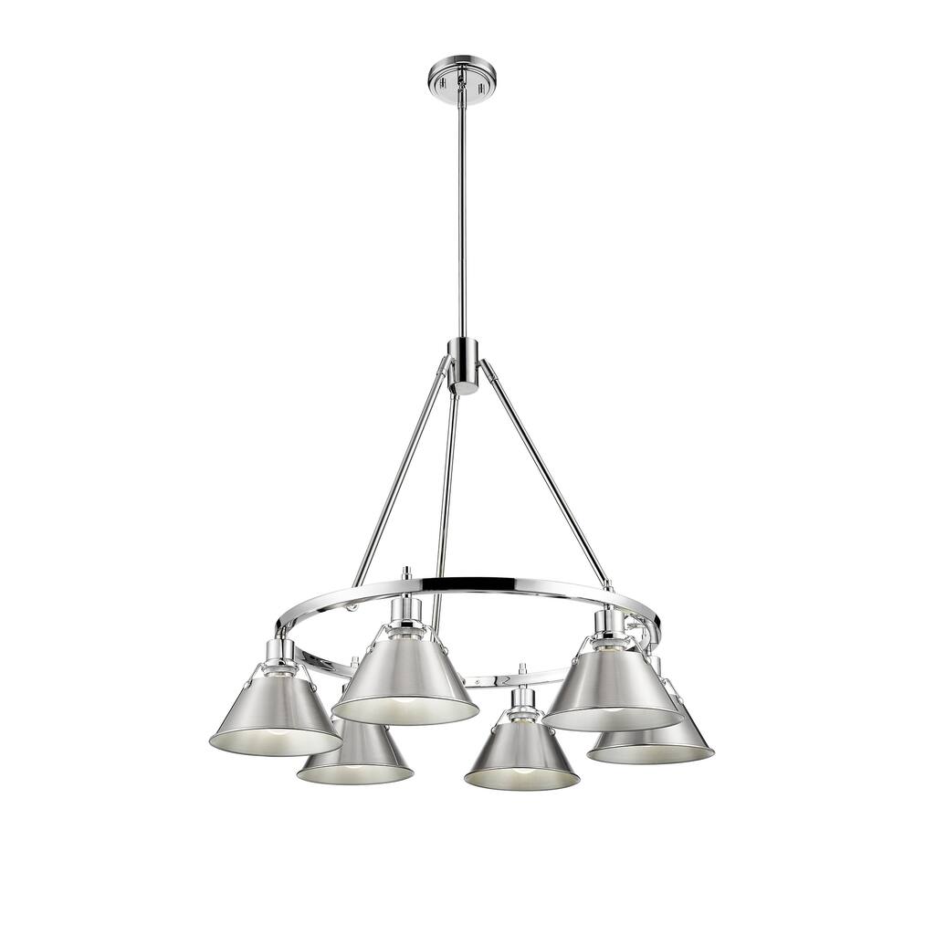 Orwell 6-Light Chandelier in Chrome with Pewter - Silver