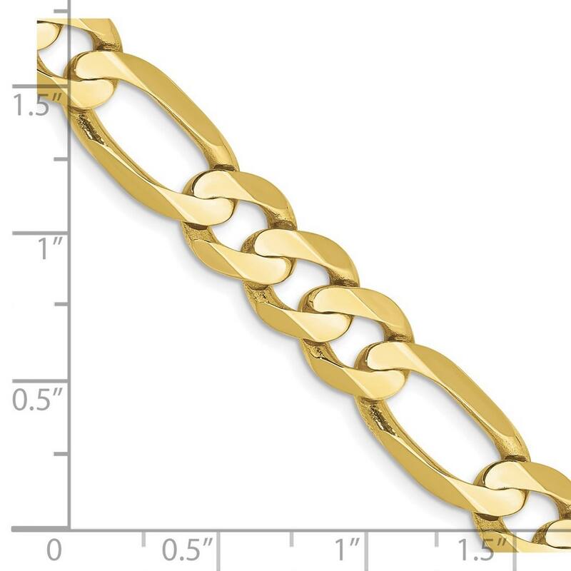 Curata 10k Yellow Gold 8.75mm Solid Polished Light Figaro Chain Bracelet