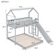 preview thumbnail 6 of 7, Twin over Full House Bunk Bed with Full-Length Guardrail and Slide and Built-in Ladder.