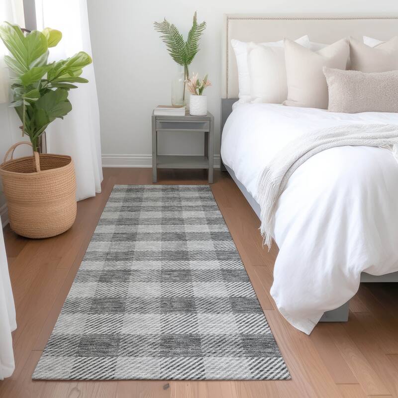 Premium Washable Super Soft Plaid Mayfield Rug - Gray - 2'3" x 7'6"