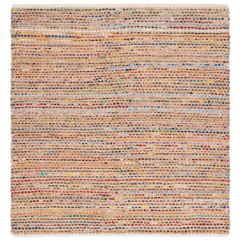 SAFAVIEH Handmade Cape Cod Kailash Coastal Jute Rug - 6' Square - Natural/Multi