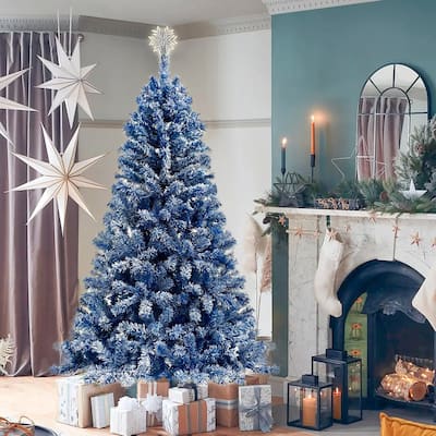 6FT Pre-Lit Snow-Flocked Christmas Tree with 750 Branch Tips