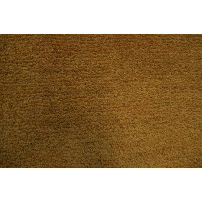 Hand Knotted Oriental 100% Wool Carpet Modern Contemporary Yellow & Gold Gabbeh Runner Rug - 7' 0'' X 2' 9''