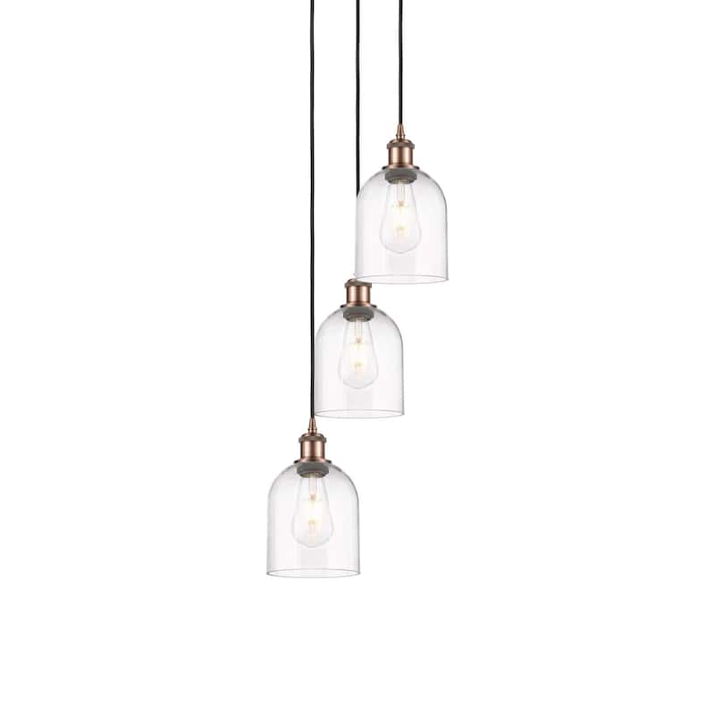 Innovations Lighting 113B-3P-30-12 Bella Pendant Bella 3 Light 12" - Antique Copper / Clear