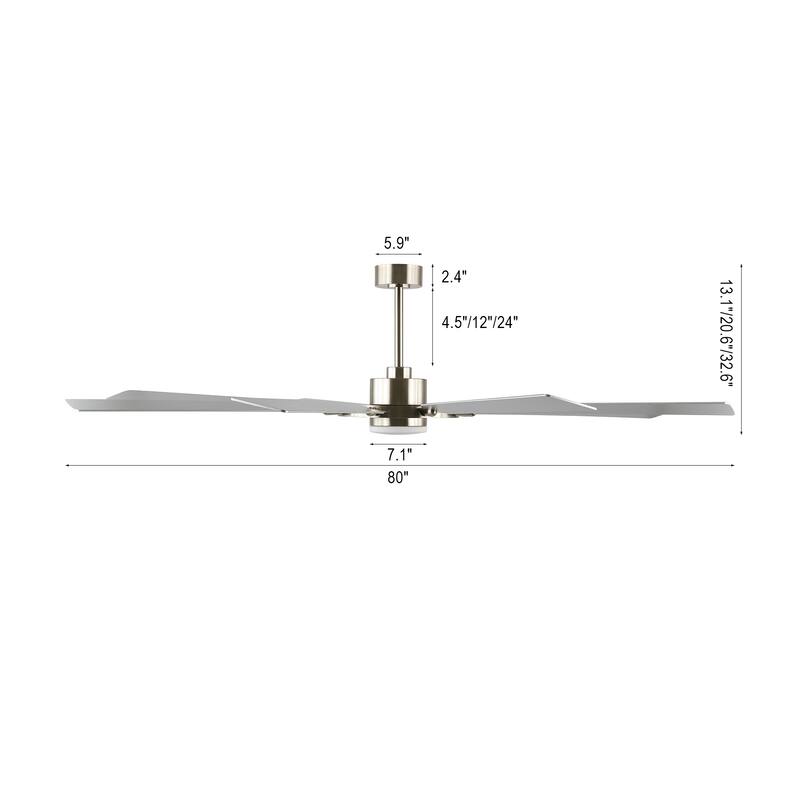 WINGBO 80-inch 8-Blades Indoor DC Motor Ceiling Fan With LED Light and Remote Control