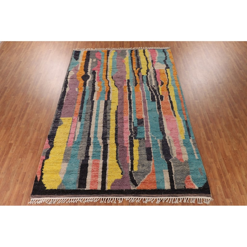 Multicolor Moroccan Oriental Area Rug Handmade Wool Carpet - 8'10" x 13'0"