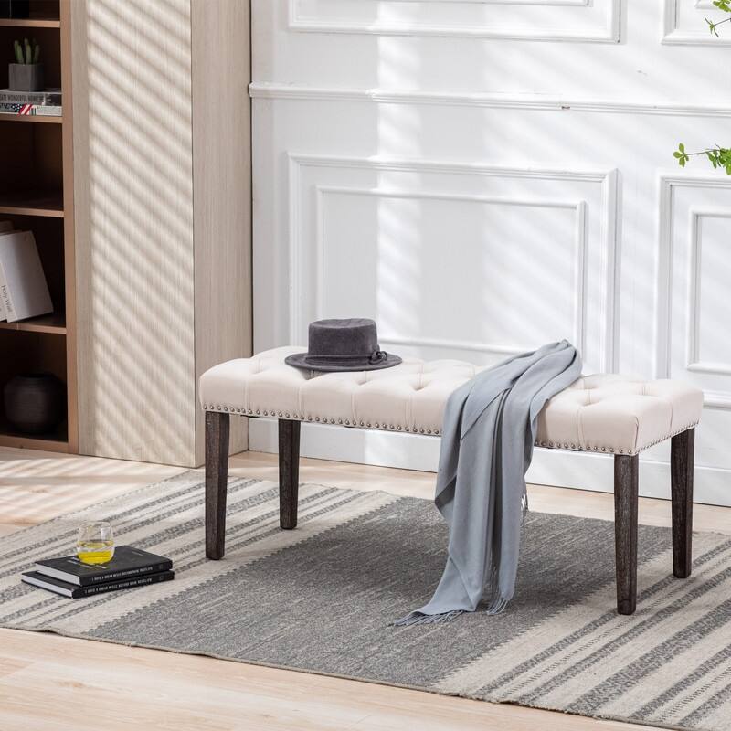 Tufted Velvet Bench Ottoman - Versatile Seating and Footrest for Living Room, Entryway, and Bedroom