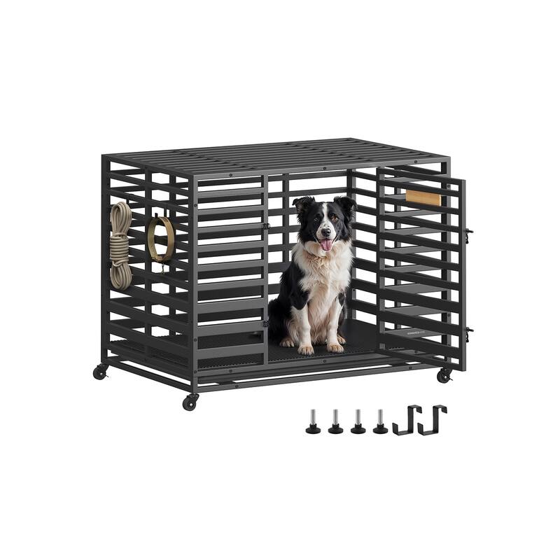 Spacious Dog Cage, Large Breed Metal Pet Crate with Safe Lock
