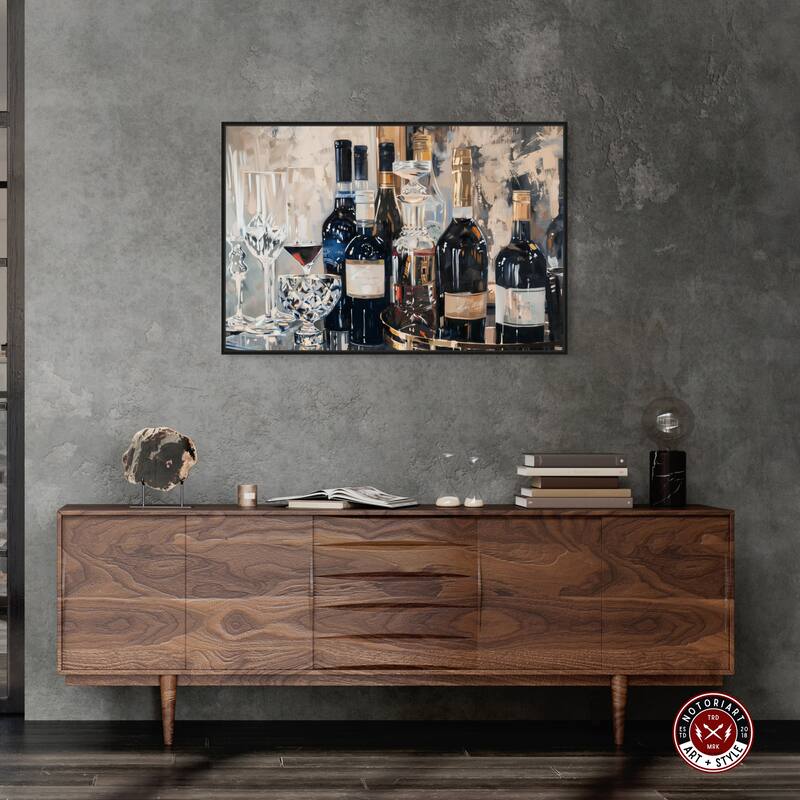 Notoriart Bar Table Classics Framed Bar Cart Art For Men