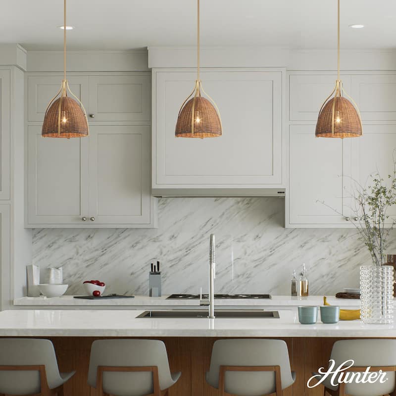 Hunter Arcelia 1-Light 12" Pendant - Modern, Contemporary, Transitional - Kitchen, Island, Dining Room, Entry.