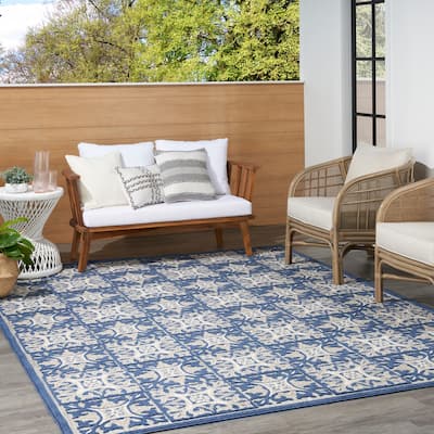 Nourison Aloha Indoor/outdoor Grey Geometric Area Rug