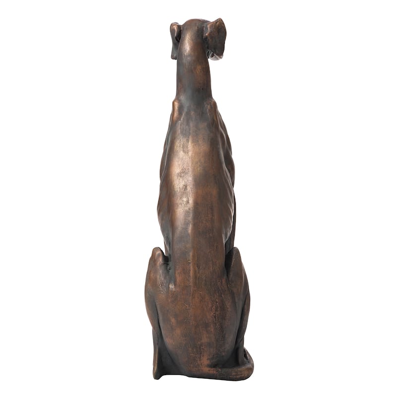 Glitzhome 30"H Morden MgO Bronze Sitting Guardian Greyhound Dog Garden Statue Porch Sculpture Indoor Outdoor