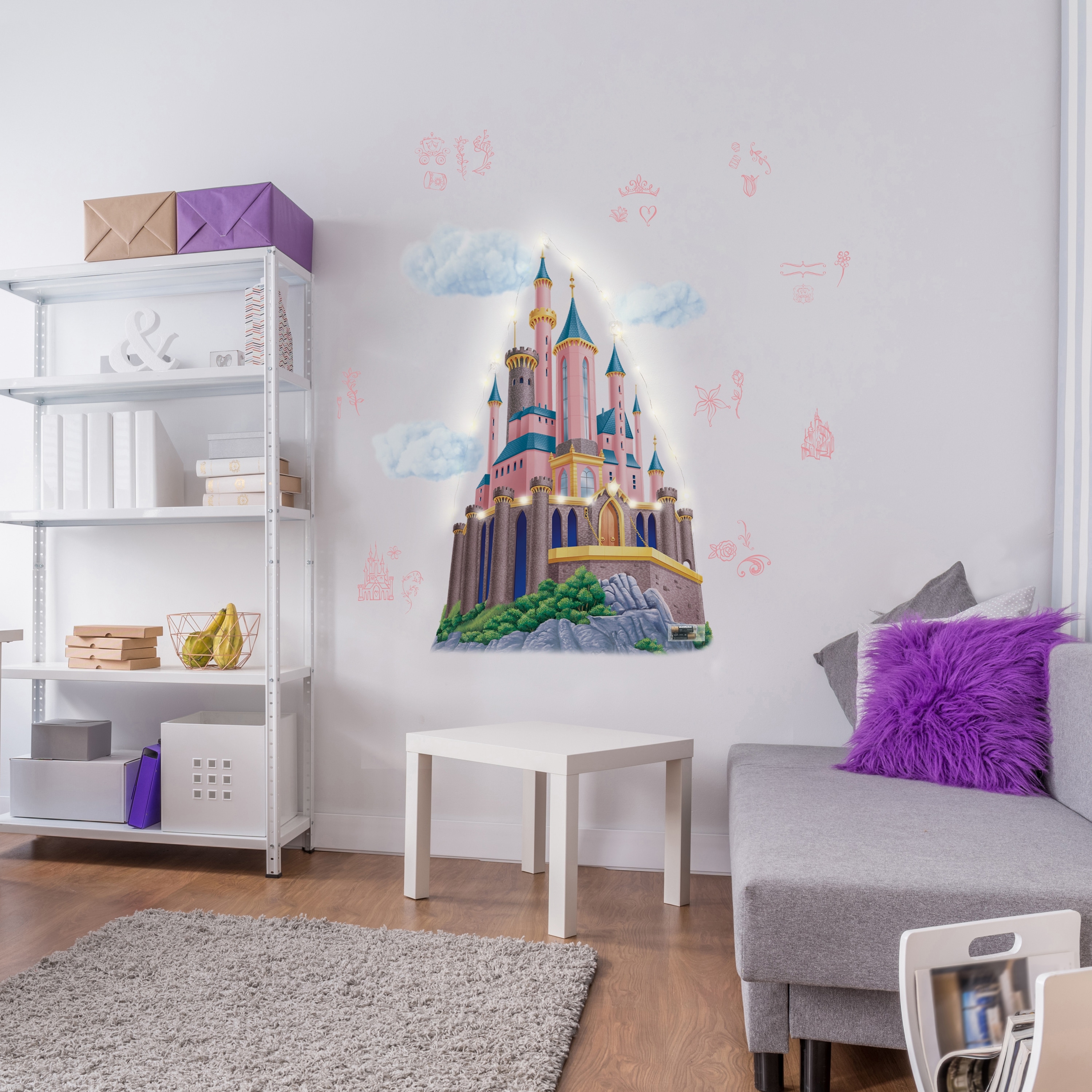 Disney Princess Castle XL Giant Wall Decals with String Lights by