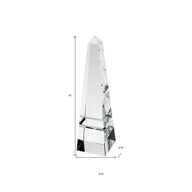 HomeRoots 12" Clear Crystal Obelisk Statue